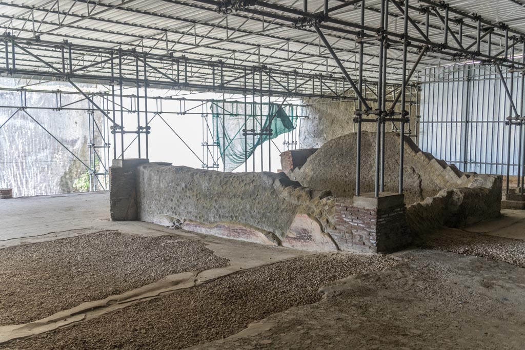 Herculaneum Villa dei Papiri. October 2023.
Room (b), looking towards west wall from atrium (c). Photo courtesy of Johannes Eber.